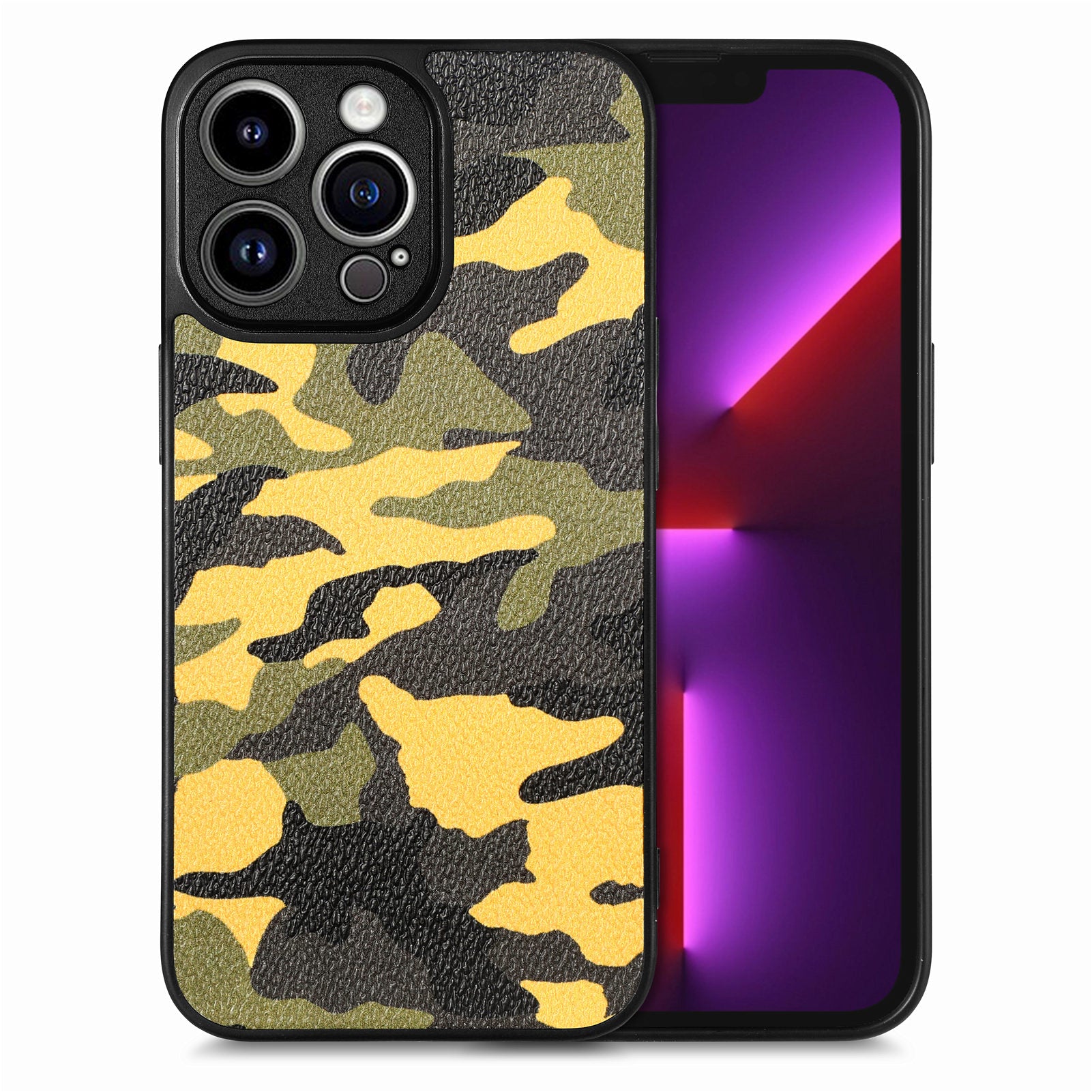Protective Phone Cover for iPhone 13 Pro Camouflage Pattern Leather Coated PC TPU Case Protective Phone Cover for iPhone 13 Pro Camouflage Pattern Leather Coated PC TPU Case